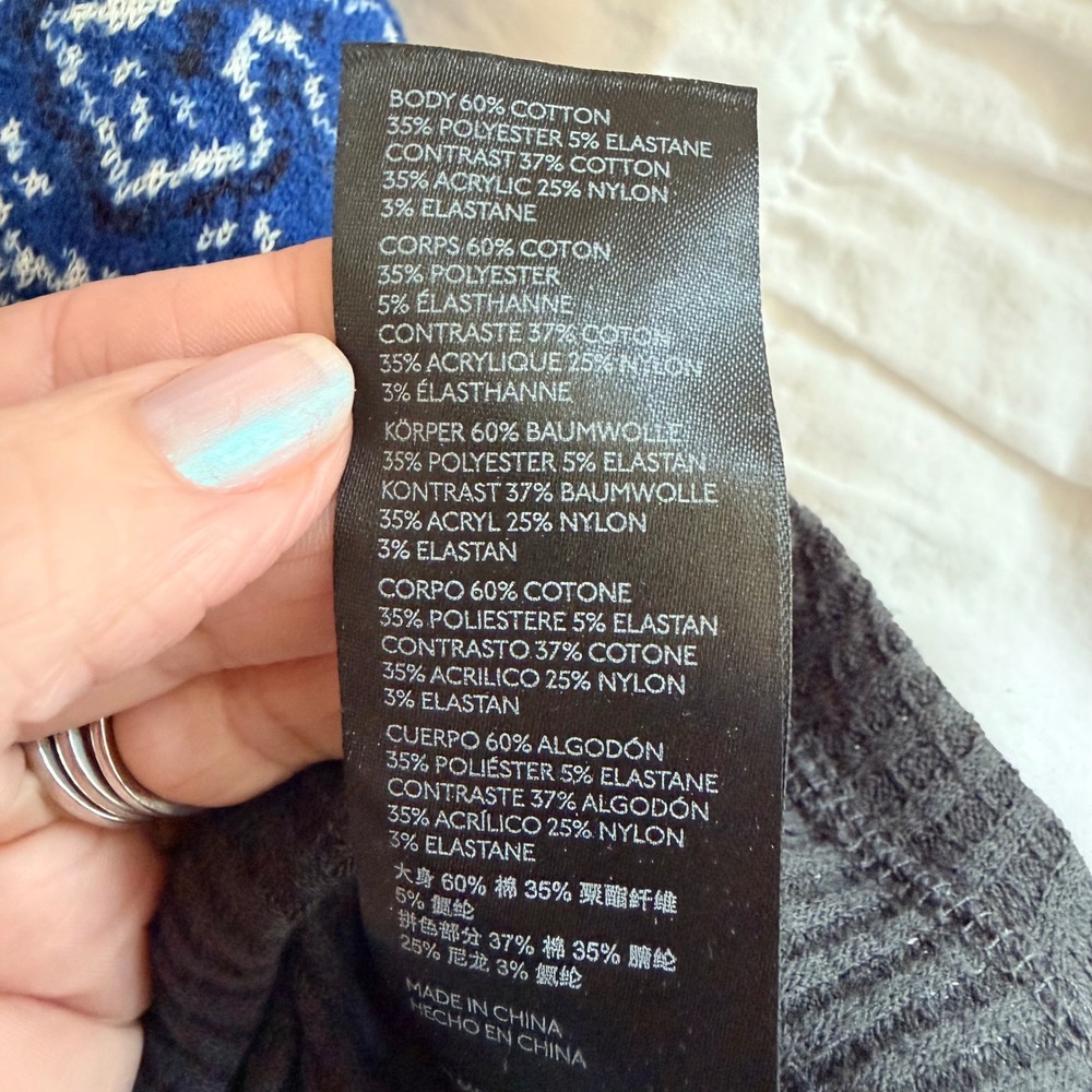 Free People We The Free Nikki Layering Top Bandana Sleeve Thermal Blue XS - Picture 11 of 11